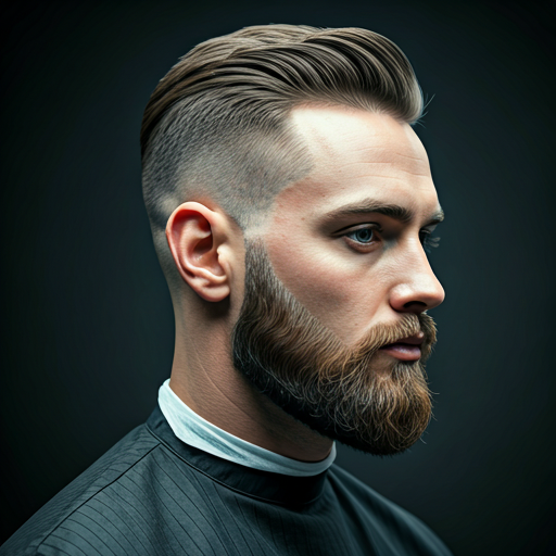 Männliches Portrait mit Fade und gepflegtem Bart
