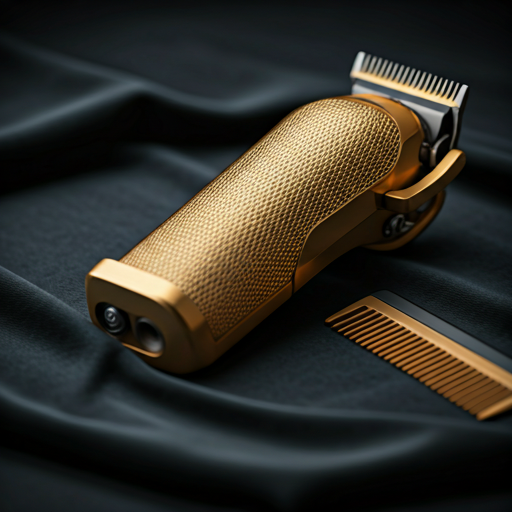 Goldene Profi-Haarschneidemaschine und Kamm